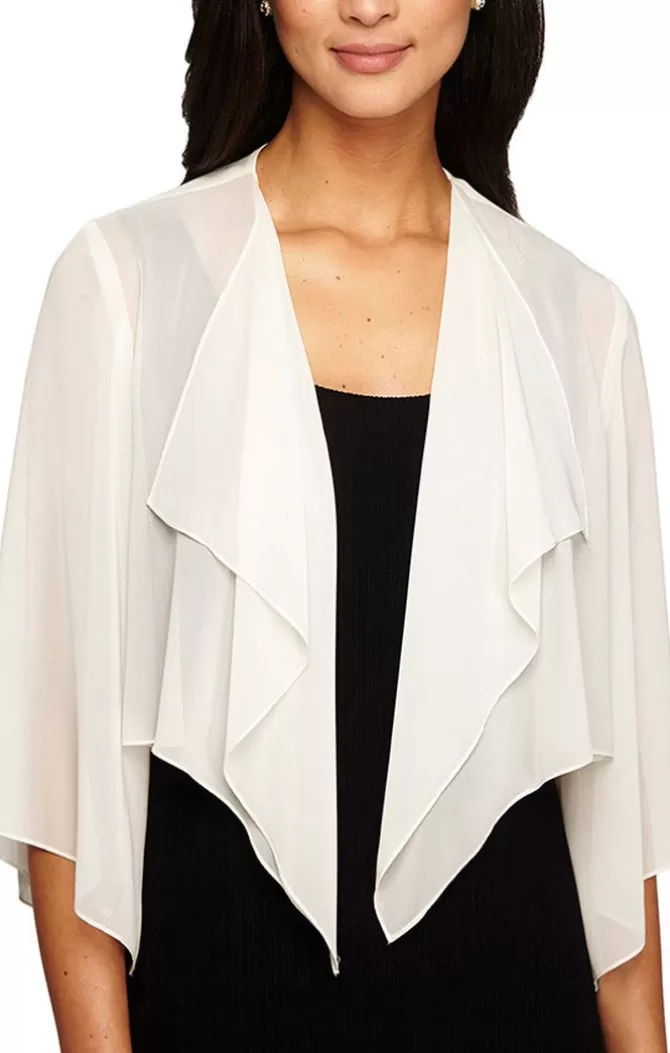 Women Alex Evenings All Regular*Chiffon Cover-Up Bolero Jacket With Cascade Hem Detail