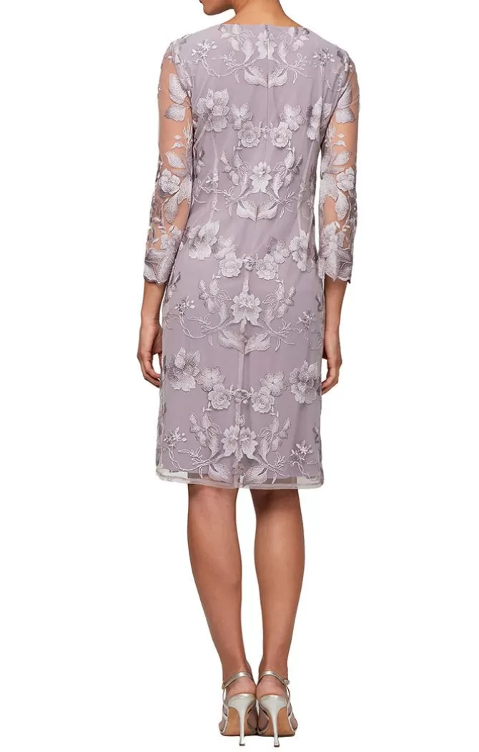 Women Alex Evenings Mother-Of-The-Bride*Elongated Lace Mock Jacket With Jersey Sheath Dress