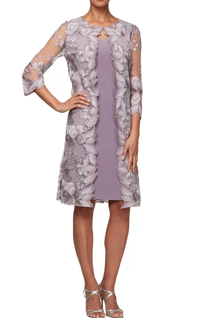 Women Alex Evenings Party Dresses*Elongated Lace Mock Jacket With Jersey Sheath Dress