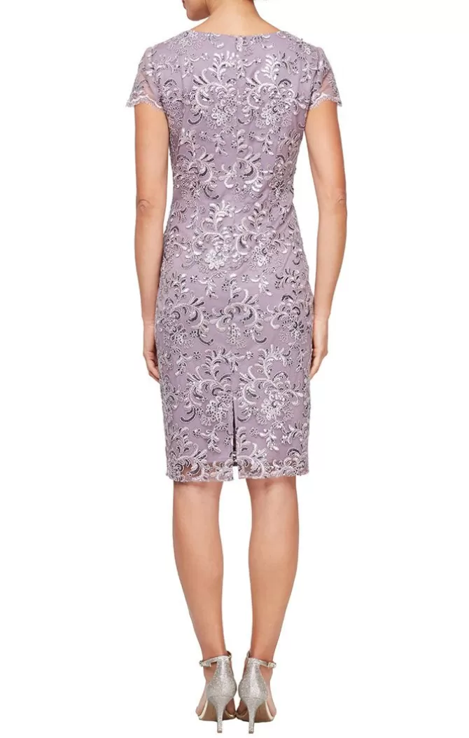 Women Alex Evenings Spring Collection*Embroidered Sheath Dress With Square Neckline