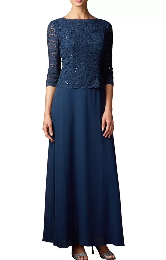 Women Alex Evenings Spring Collection*Long Gown With Sequin Lace Bodice & Chiffon Skirt