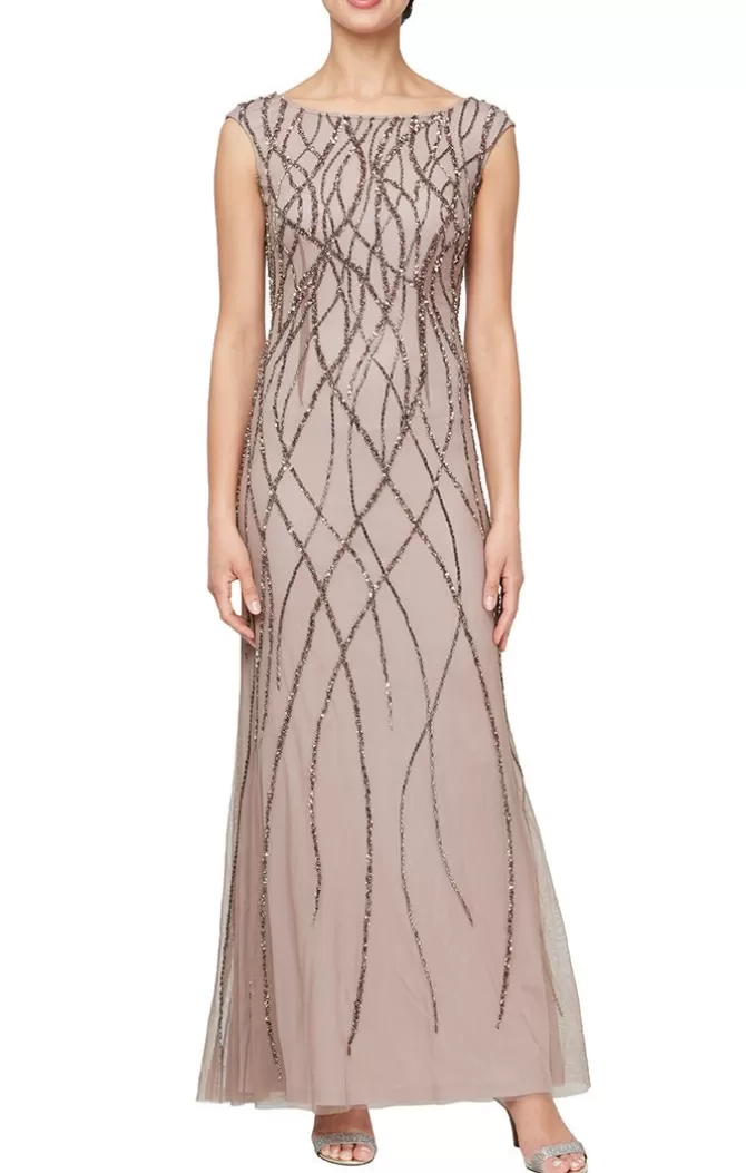 Women Alex Evenings All Regular*Long Sleeveless Hand-Beaded Gown