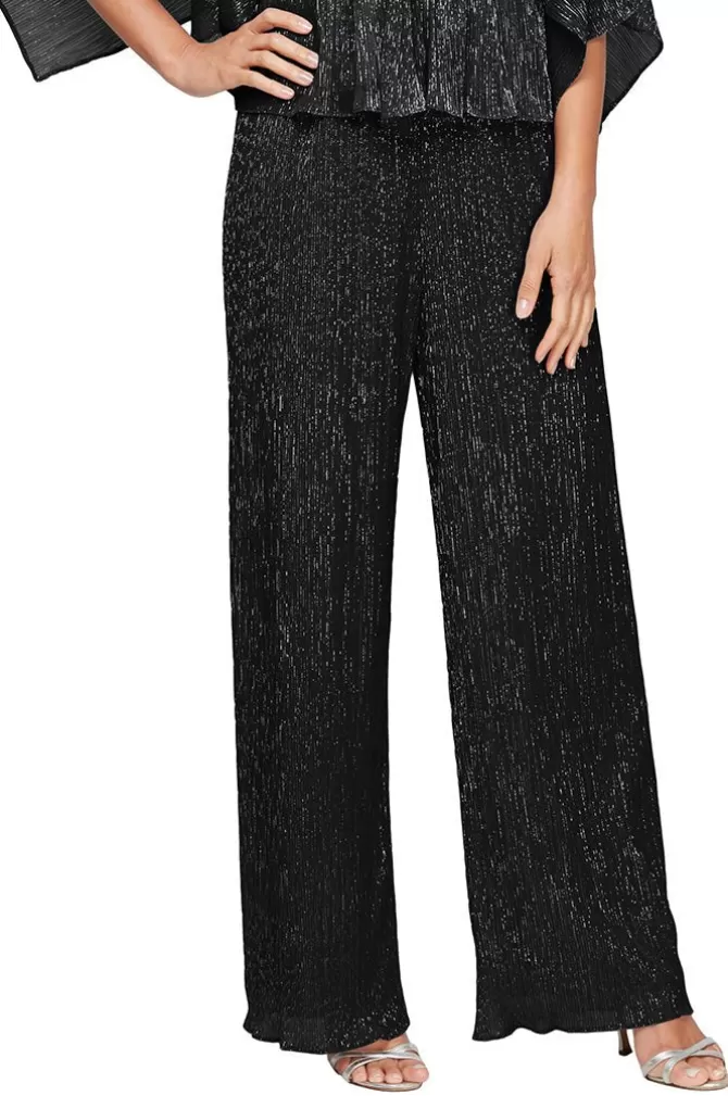 Women Alex Evenings Pants*Metallic Knit Straight Leg Pant