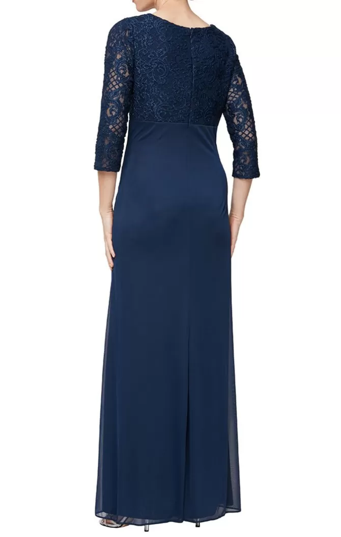 Women Alex Evenings Petite Sizes*Petite A-Line Empire Waist Lace & Mesh Dress