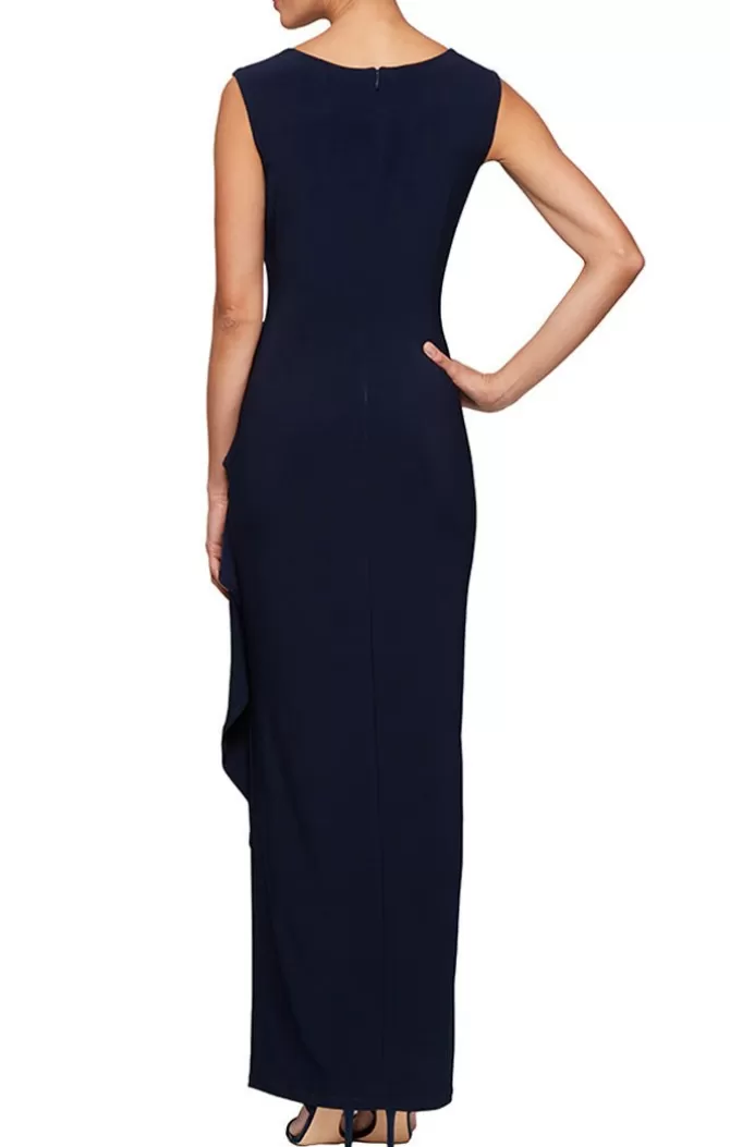 Women Alex Evenings Petite Sizes*Petite Crepe Dress With Sweetheart Embroidered Lace Neckline