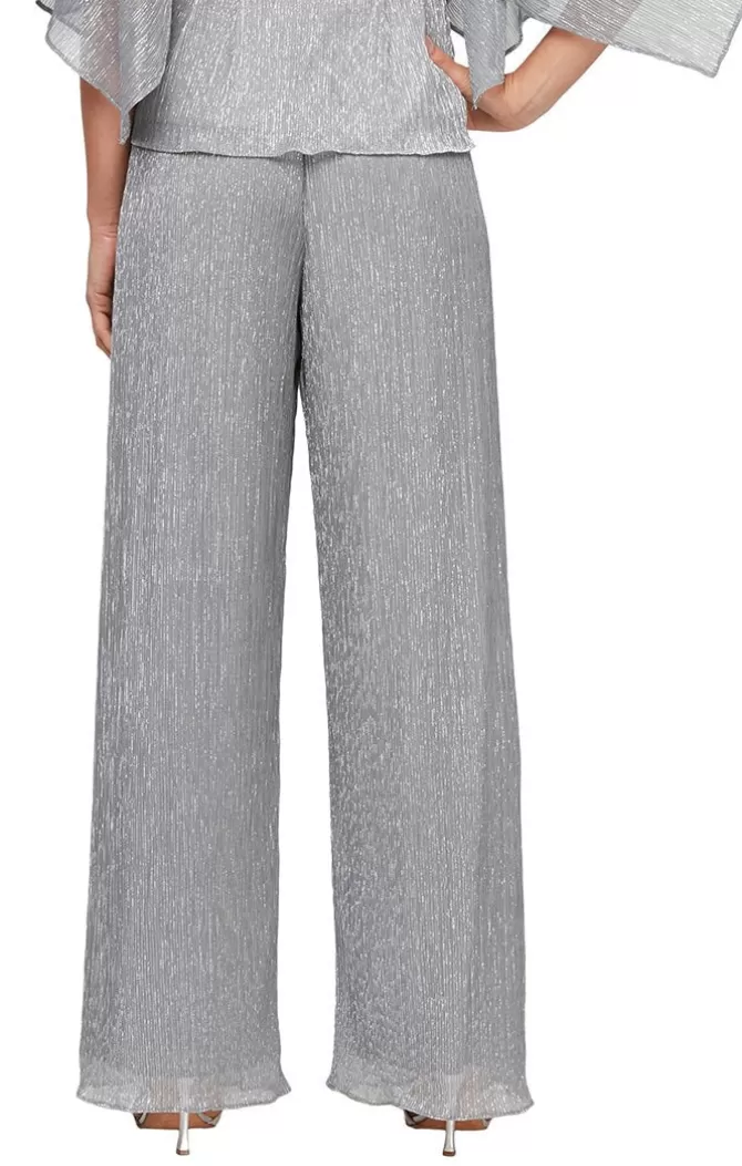 Women Alex Evenings Petite Sizes*Petite Metallic Knit Straight Leg Pant