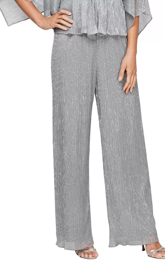 Women Alex Evenings Petite Sizes*Petite Metallic Knit Straight Leg Pant