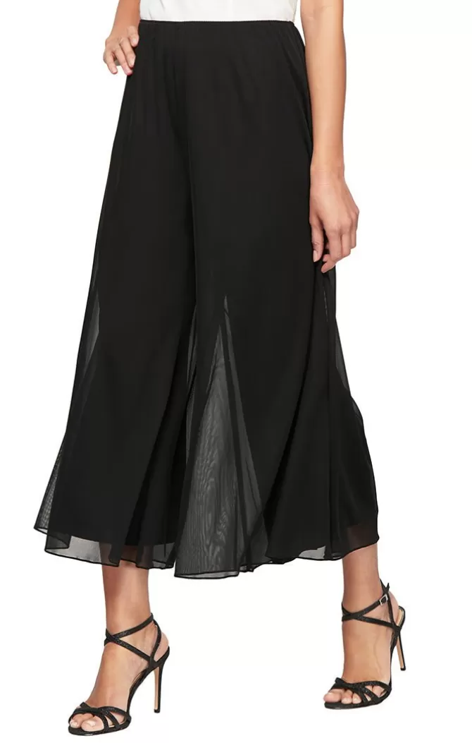 Women Alex Evenings All Petite*Petite Wide Leg Cropped Length Mesh Pant