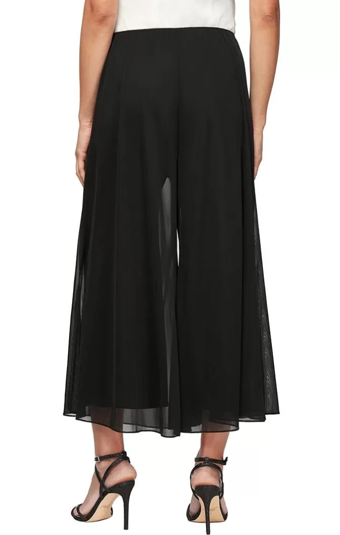 Women Alex Evenings All Petite*Petite Wide Leg Cropped Length Mesh Pant