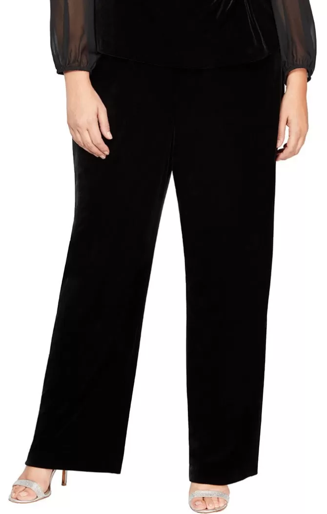 Women Alex Evenings All Plus*Plus Flat Front Velvet Pant