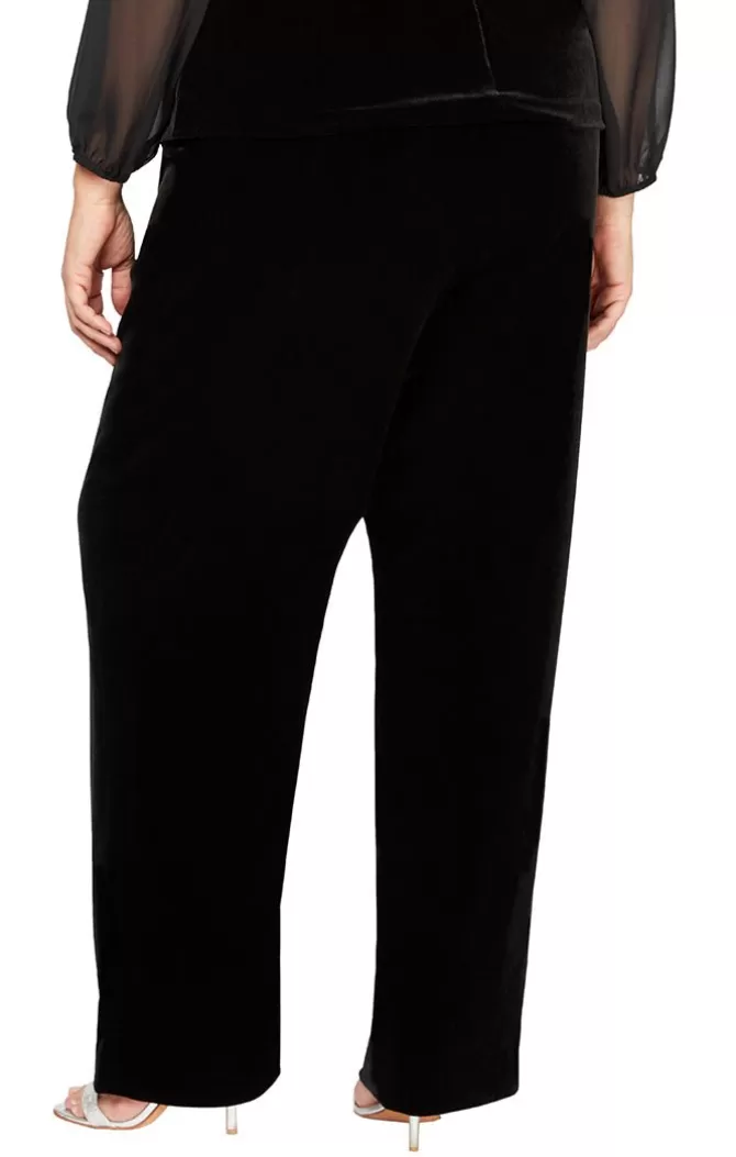 Women Alex Evenings All Plus*Plus Flat Front Velvet Pant