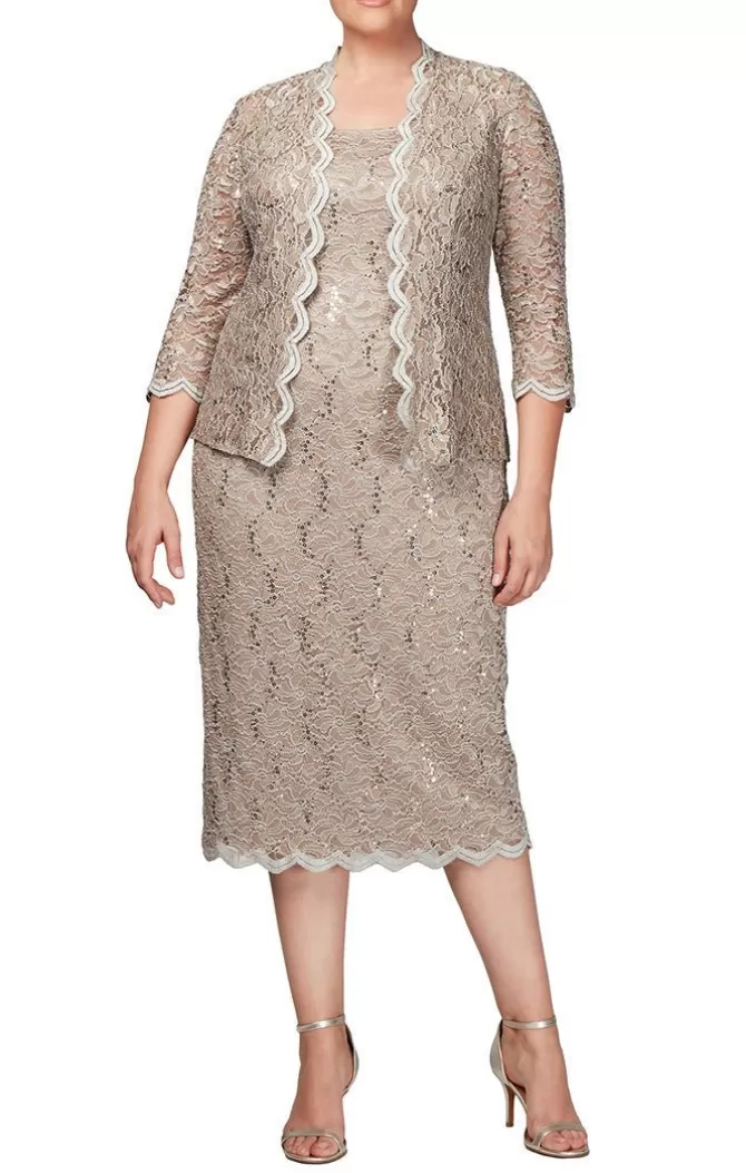 Women Alex Evenings All Plus*Plus Sheath Lace Jacket Dress