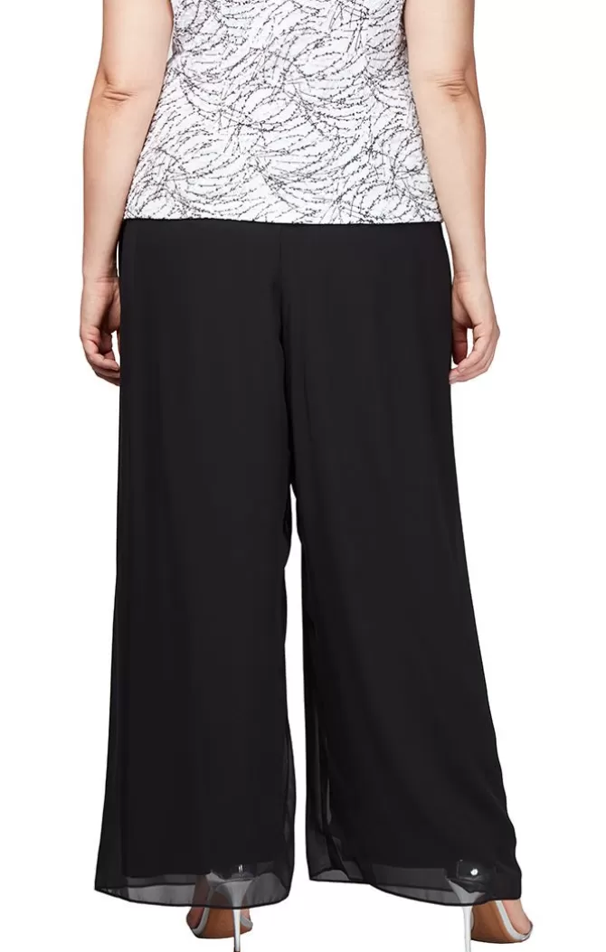 Women Alex Evenings All Plus*Plus Silky Chiffon Basic Pant