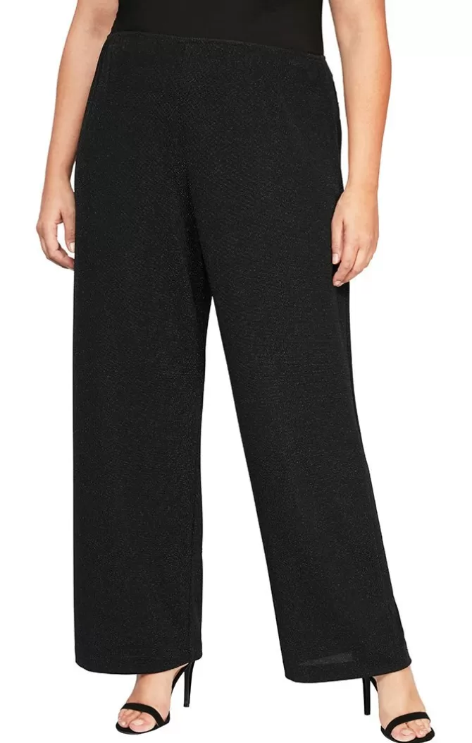 Women Alex Evenings All Plus*Plus Straight Leg Metallic Knit Pant