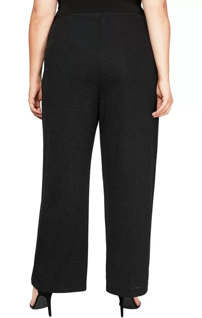 Women Alex Evenings All Plus*Plus Straight Leg Metallic Knit Pant