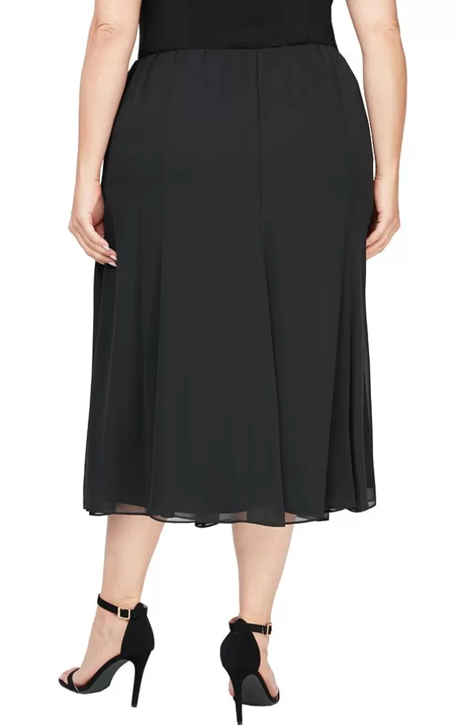 Women Alex Evenings All Plus*Plus Tea-Length Panel Chiffon Skirt