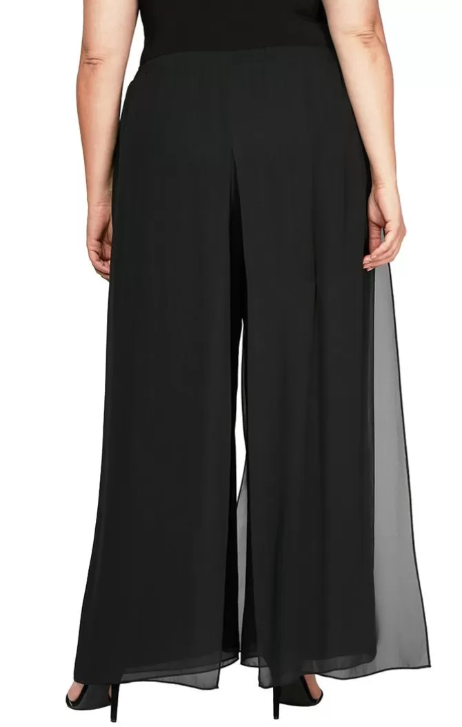 Women Alex Evenings All Plus*Plus Wide Leg Carwash Chiffon Pant