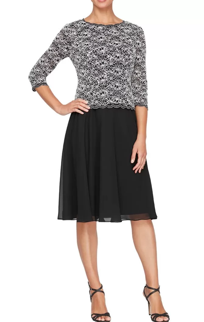 Women Alex Evenings All Regular*Short Dress With Full Skirt And Scallop Detail