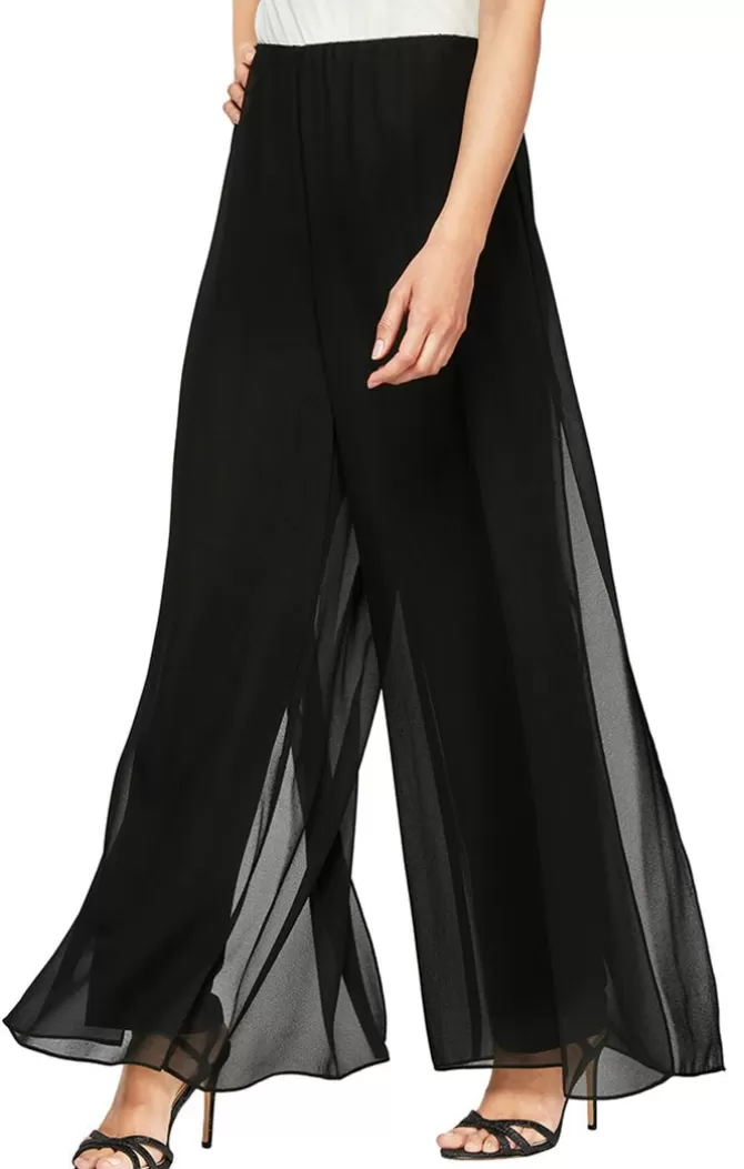 Women Alex Evenings Spring Collection*Straight Leg Pant With Georgette Split Leg Overlay