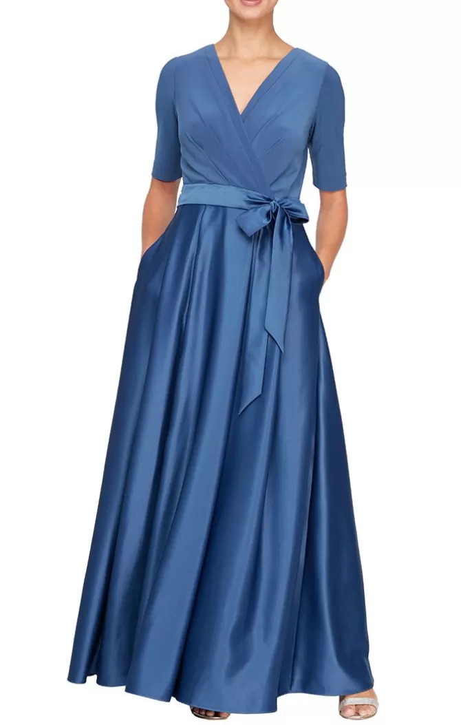 Women Alex Evenings Mother-Of-The-Bride*Surplice Neckline Ballgown With Full Satin Skirt & Jersey Bodice