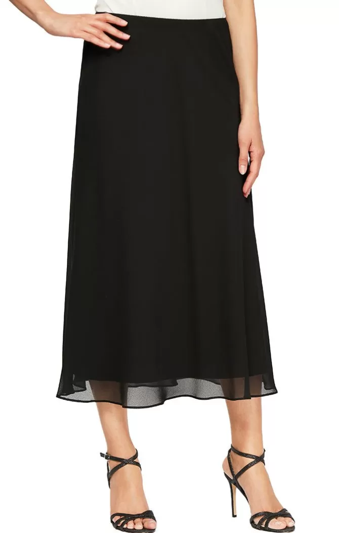 Women Alex Evenings All Regular*Tea-Length A-Line Georgette Skirt